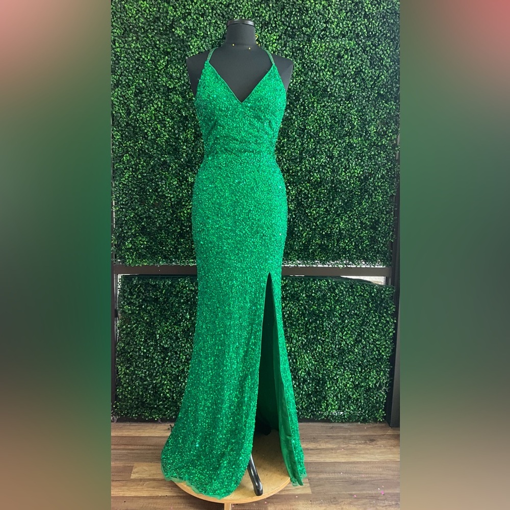 Primavera Couture Sparkling Green Prom Dress